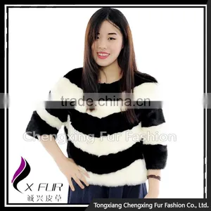 CX-G-A-261A Wholesale Stylish Cheap Winter Wear Round Neckline Real Mink Fur Coat Women thumbnail-2