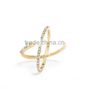 New Fashion 925 Sterling Silver X Ring Gold Rose Gold Silver Ring Zircon Stones thumbnail-1