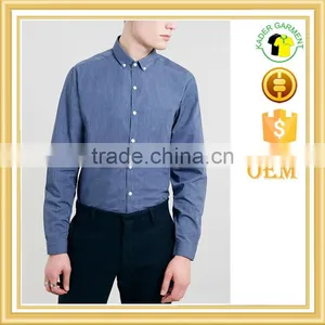 100% Cotton Blue Marl Long Sleeve Smart Shirt thumbnail-1