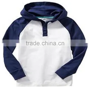 100% Ctn, Fleece, One Side Brush, Children Boys Raglan Hooded Sweatshirt With Contrast Fabrics thumbnail-1