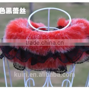 Lace Real Fur Collar Scarf Coat Warm Wrap Fake Neck Ring Winter Fox Rabbit Fur Cape Clothing Accessory Shawl Scarves thumbnail-3