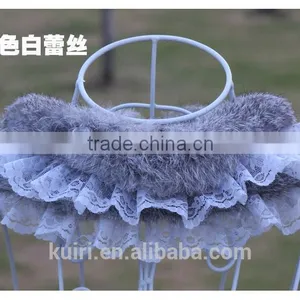 Lace Real Fur Collar Scarf Coat Warm Wrap Fake Neck Ring Winter Fox Rabbit Fur Cape Clothing Accessory Shawl Scarves thumbnail-4