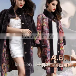 Patchwork Sheep Shearing Overcoat Simple POLO Collar Long Design Women Fur Coat Two Length Style Female Clothing COAT thumbnail-1