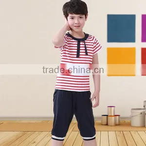 Custom Cotton and Polyester Blend Simple Pattern OEM Design Strip Kids Sport School Uniforms Wholesale thumbnail-3