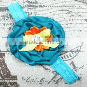 Latest Designs Baby Elastic Headband Wholesale, Ruffled Satin Flower Headband for Kids thumbnail-6