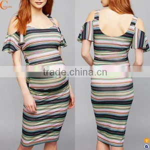 Cold Shoulder Pregnant Clothes Summer Dress for Pregnant thumbnail-1