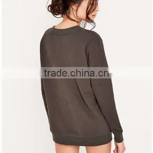 Black Long Sleeve Wholesale Cheap Price Crewneck Women Sweatshirt thumbnail-3