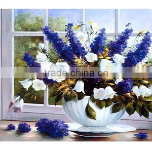 3d Diy Round Diamond Rhinestone Painting 5D Cross Stitch Kit Needlework Diamond Embroidered Mosaic Lavender Flower Home Decor thumbnail-1