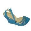 Comfortable PU Upper Material Blue Ladies Wedge Sandals Support OEM thumbnail-1