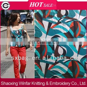Single Jersey Knitting Printed Rayon Spandex Knit Fabric for Garment thumbnail-1