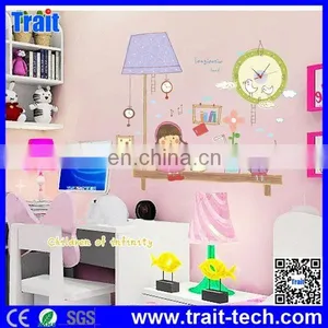 Cartoon Girl And Clock Pattern DIY Removable PVC Decals Baby Room Wall Stickers thumbnail-1