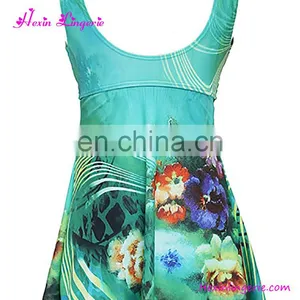 Summer Green v Neck Two Piece Floral High Waist Custom Printed Swimsuit thumbnail-3