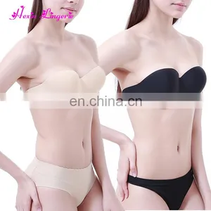 New Arrival Underwire Solid Black Backless Push up Wholesale Strapless Silicone Bra thumbnail-1