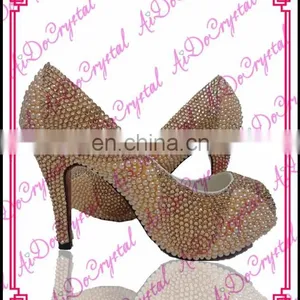 Aidocrystal 2.5inch Latest Fashion Ladies High Thin Heel Wedding Party Bride Shoes thumbnail-1