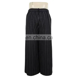ODM Factory Mature Lady Formal Loose Fit Stripe Trouser thumbnail-2