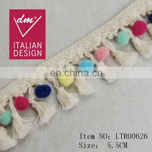 Top Fashion Multico Design Cotton Pompom Fringe Tassel Trim thumbnail-1