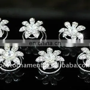Bridal Crystal Flower Hair Twists thumbnail-1