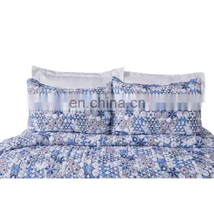Printed Chinese Brake Herb Brushed Microfiber Polyester Fabric Bedsheets Quilted Bedspread Bedding Set thumbnail-3