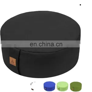 Zafu Buckwheat Meditation Cushion Organic Cotton Cover Kneeling Pillow Yoga Bolster for Women and Men thumbnail-1