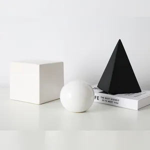 Cube Cylinder Sphere Triangle Matte Geometric Ceramic Ornaments White Black Abstract Art thumbnail-4