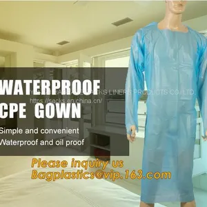 CPE Gown, Medical Disposable Aprons for Doctor, LDPE Coated Biohazard Apron,Surgical Apron, Logo Printed Disposable Medical Plasti thumbnail-1