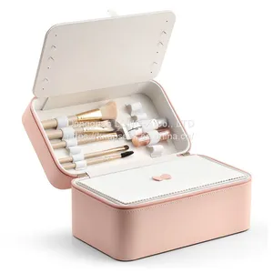 Pu Portable Makeup Case/Double Layer With Mirror Wash Skin Care Storage Cosmetic Bag thumbnail-1