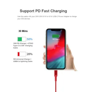 20W Nylon Braided Type C to Lightning Charging Cable C94 USB C PD Fast Charger for IPhone 13 Mini 13 Pro Max thumbnail-4