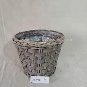 Portable Wood Chip Garden Flower Basket For Home And Garden thumbnail-2