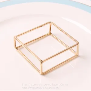 Popular Modern Style Simple Metal Square Shaped Napkin Ring thumbnail-3