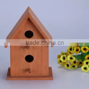 Hot Selling Christmas Handmade Carved Wooden Crafts Bird House thumbnail-1