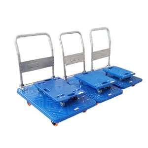 Warehouse Folding Armrest Flatbed Trolley Plastic Platform Trolley for Transporting Goods thumbnail-1