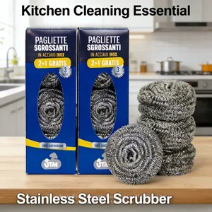Commercial Grade Steel Scourer for Restaurant Kitchen Versatile Metal Scour Ball thumbnail-1