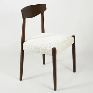 High Quality Luxury Nordic Solid Wood Frame Comfortable Cushion Seat Wooden Chair for Dining Room thumbnail-3