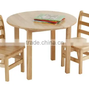 Round Kid's Wood Table With Two Chair Set thumbnail-3