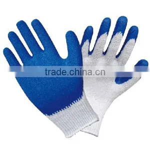 Bleached White Cotton Blue Latex Coated Glove thumbnail-1
