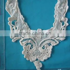 BEIGE COLOR VNECK NECKLINE, MOTIF, SEW ON, APPLIQUE CROCHET, JDH-080929 thumbnail-1