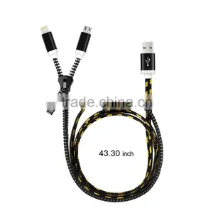 Colorful High Speed Flat Zipper 2 in 1 Data Micro USB Cable thumbnail-2