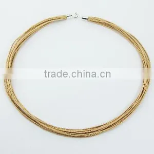 Chic Beige Colored Cotton 925 Silver Clasps Choker Necklace thumbnail-1