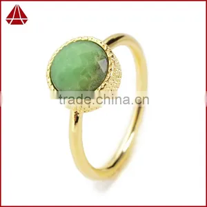 Gold Green Chrysoprase Stacking Ring thumbnail-4