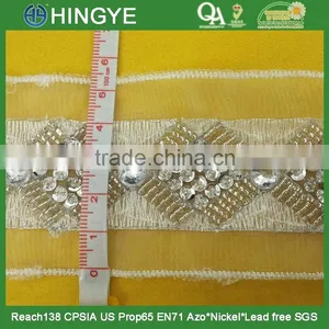 High Quality Fashion Beaded Sequin Trims With Acrylic Stone for Clothing M100 thumbnail-1