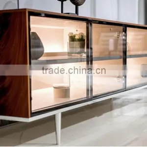 Factory Mahogany Wood Price Modern Living Room Furniture Sideboard With Warm Led Backlight thumbnail-3