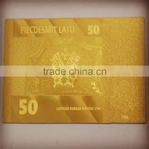 Gold Plated Banknotes Latvia 50 Latu Banknote thumbnail-1