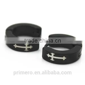 316L Stainless Steel Hip Hop Earrings Fashion Punk Black Men Cross Jewelry Wholesale thumbnail-6