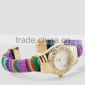 Vogue Fabric Cuff Bangle Watch Womens Bracelet Watches thumbnail-1