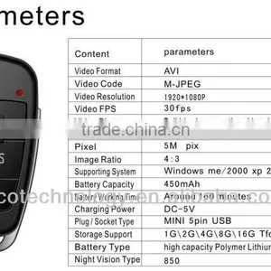 1080P Night Vision Action Camera Motion Detection DVR Car Key Camera S820 thumbnail-3