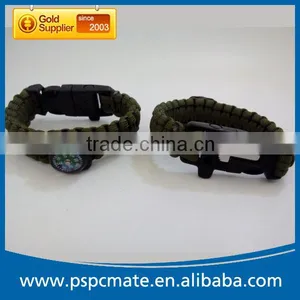 Emergency Paracord Bracelet With Flint Compass Whistle thumbnail-3