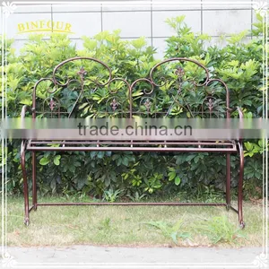 Custom Brown Metal Garden Bench Patio Furniture for Sale thumbnail-2