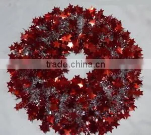 2015 Cheap PET Tinsel Wreath With Blue Star thumbnail-2