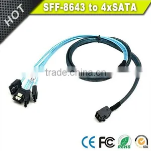 Internal HD Mini SAS SFF-8643 to 4 SATA Forward Breakout Cable Quality Choice thumbnail-4