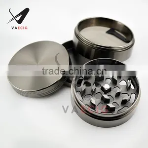 VA High Quality Herb Grinder With Pollen Catcher 4 Piece 2.5" Tobacco Spice Herb Weed Grinder Zinc Alloy Color:Black thumbnail-6